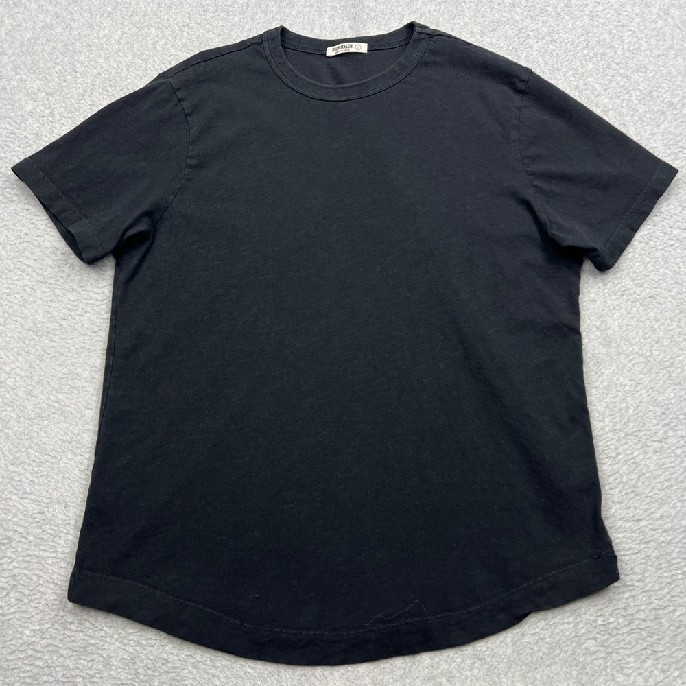 Buck Mason Slub Curved Hem Tee Mens Large* Black Short Sleeve Crew Shirt USA